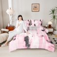 thumbnail image 4 of Manfei Retro Oil Painting Bedding Comforter Set 2pcs, Abstract Watercolor Art Twin Comforter Sets, Pink Ombre Bedding Set, Breathable Home Decor, 4 of 8