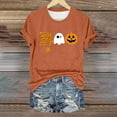 thumbnail image 2 of Clearance! HCURIBAD Shirts for Women, Womens Halloween Pumpkin Print T-Shirt Casual Round Neck Top, Womens Graphic Tees, Halloween Shirts for Women 1PC Top Gold 4XL, 2 of 4