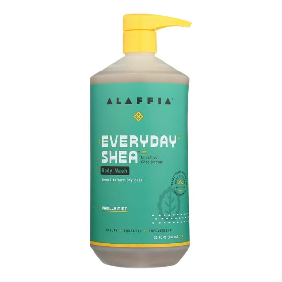 Alaffia EveryDay Shea Body Wash, Vanilla Mint, 32 fl. Oz.