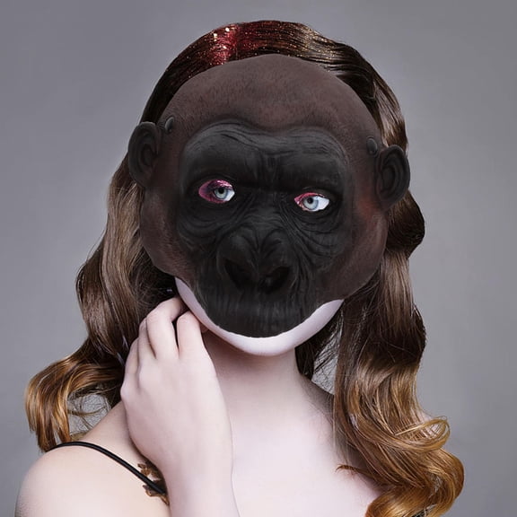 BESTYASH Scary Gorilla Mask Dark Brown PU for Masquerade and Carnival Use