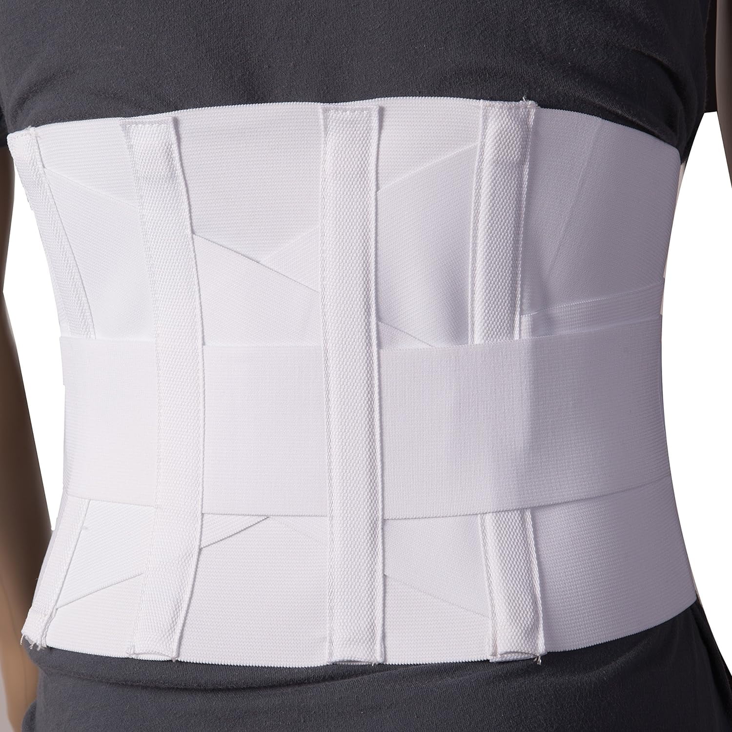 MABIS Lumbar Support Brace, Unisex Lower Back Support Brace, Adjustable Lumbar Support, White