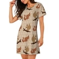 thumbnail image 2 of Gaeub Cartoon Squirrel Print Women's Short-Sleeved Nightdress,Loose Comfy Pajama Sleepwear,Summer Night-dresses for Women, 2 of 6
