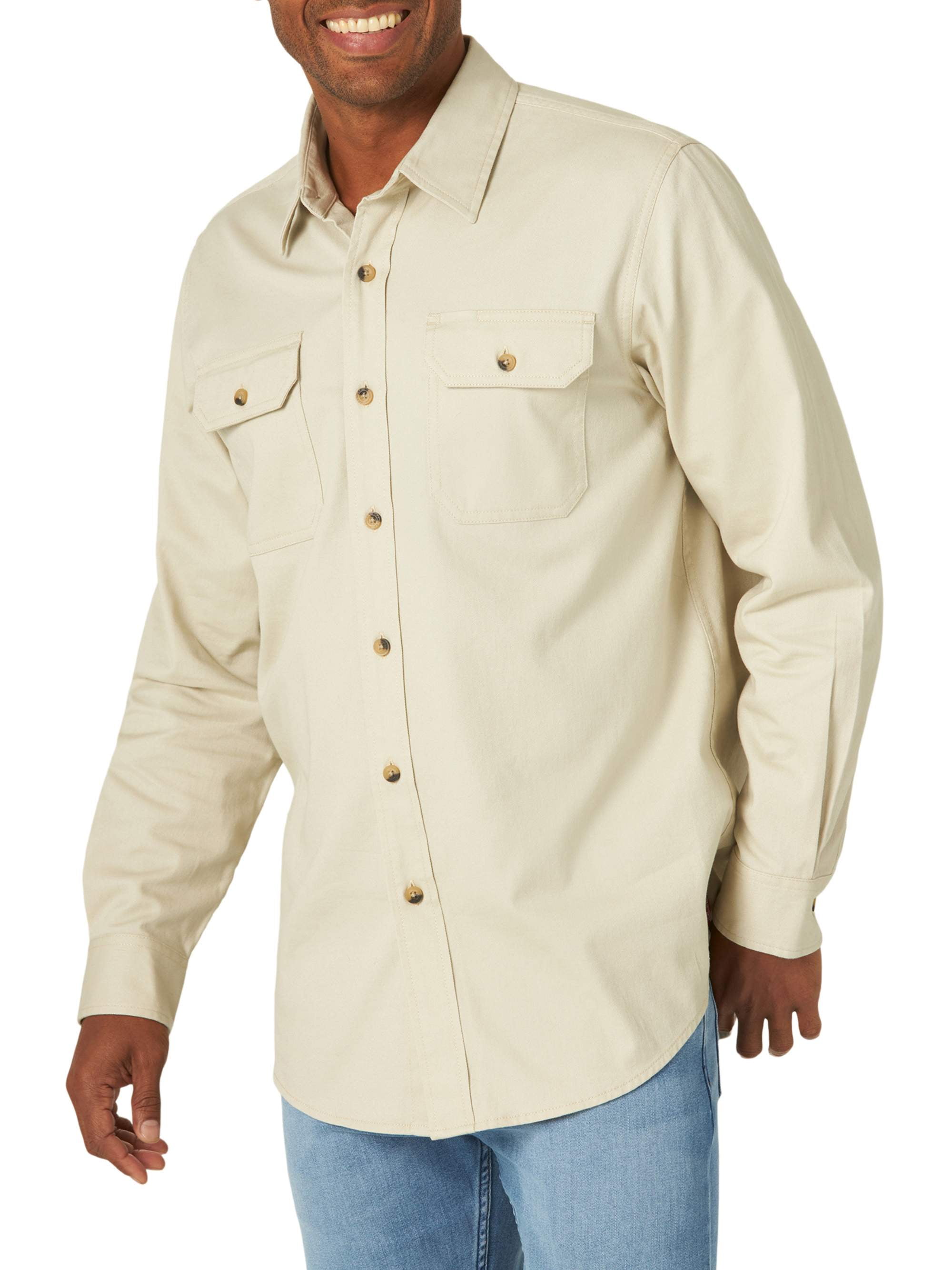 Wrangler Men's Long Sleeve Solid Twill Shirt - Walmart.com