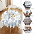 thumbnail image 4 of Odenmar Daisy Floral Round Tablecloth 60 Inch, Farmhouse Waterproof Table Cover, Rustic Flower Design for Dining Table, Kitchen, Party Indoor Outdoor, 4 of 6