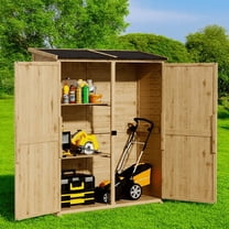 Aiho 55” Wide Outdoor Storage Shed with Lockable Double Doors - Weather-Resistant Garden Shed for Patio, Backyard & Lawn, Natural