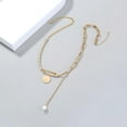 thumbnail image 6 of Charm Necklace for Women Gold Chunky Heart Safety Pin Necklace Pearl Necklace Coin Ball Chain CZ Paper Clip Chain Choker Necklace, 6 of 12