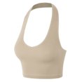 thumbnail image 2 of A2Y Women's Seamless Ribbed Nylon Halter Tank Tops Ash Mocha LXL, 2 of 3