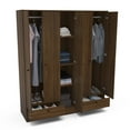 thumbnail image 6 of Polifurniture Denmark 71 in. 5 Door Adult Armoire with 2 Drawers, Shelves & 2 Hanging Rods, Walnut, 6 of 8