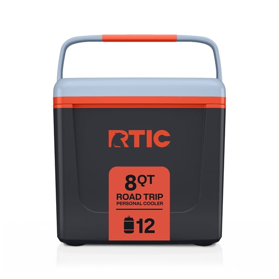 RTIC 8 Qt 12-Can Road Trip Ice Chest Cooler, Light Black & Persimmon