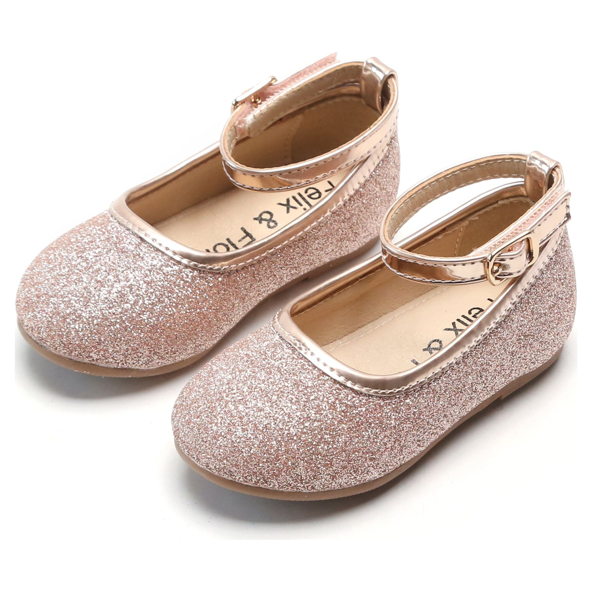 Felix & Flora Girls Pink Dress Shoes Mary Jane Ballet Flats Party