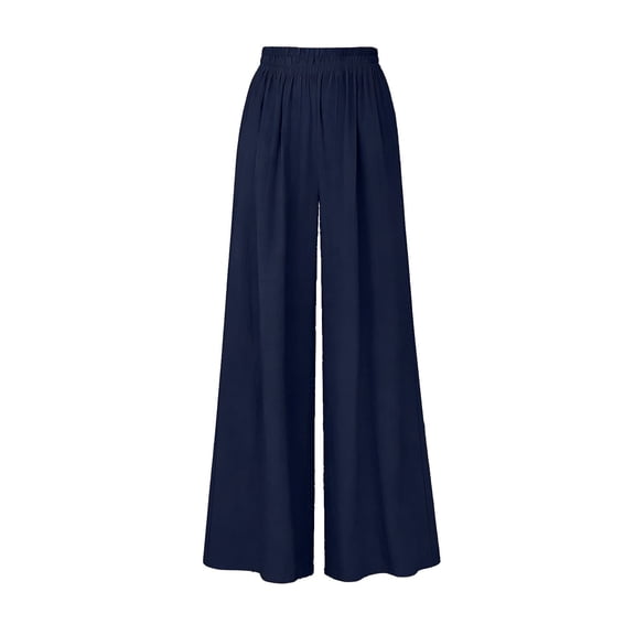 YueHuiYing Women's Solid Color Pleated Elastic Waist Casual Pants With Pockets Lightweight Breathable Comfortable For Daily Wear And Street Style