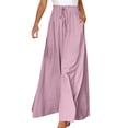 thumbnail image 2 of ClodeEU Women's High Waisted Wide Leg Pants,Casual Summer Elastic Waist Flowy Palazzo Trousers with Pockets Purple,Women's Plus XL, 2 of 7