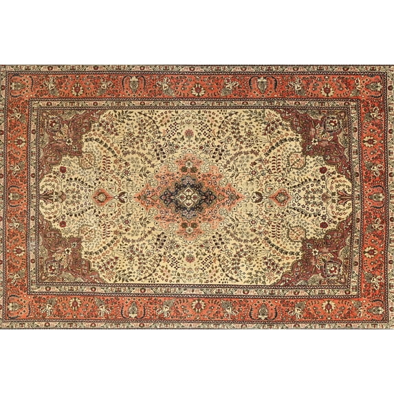Ahgly Company Machine Washable Indoor Rectangle Traditional Dark Sienna Brown Area Rugs, 5' x 7'