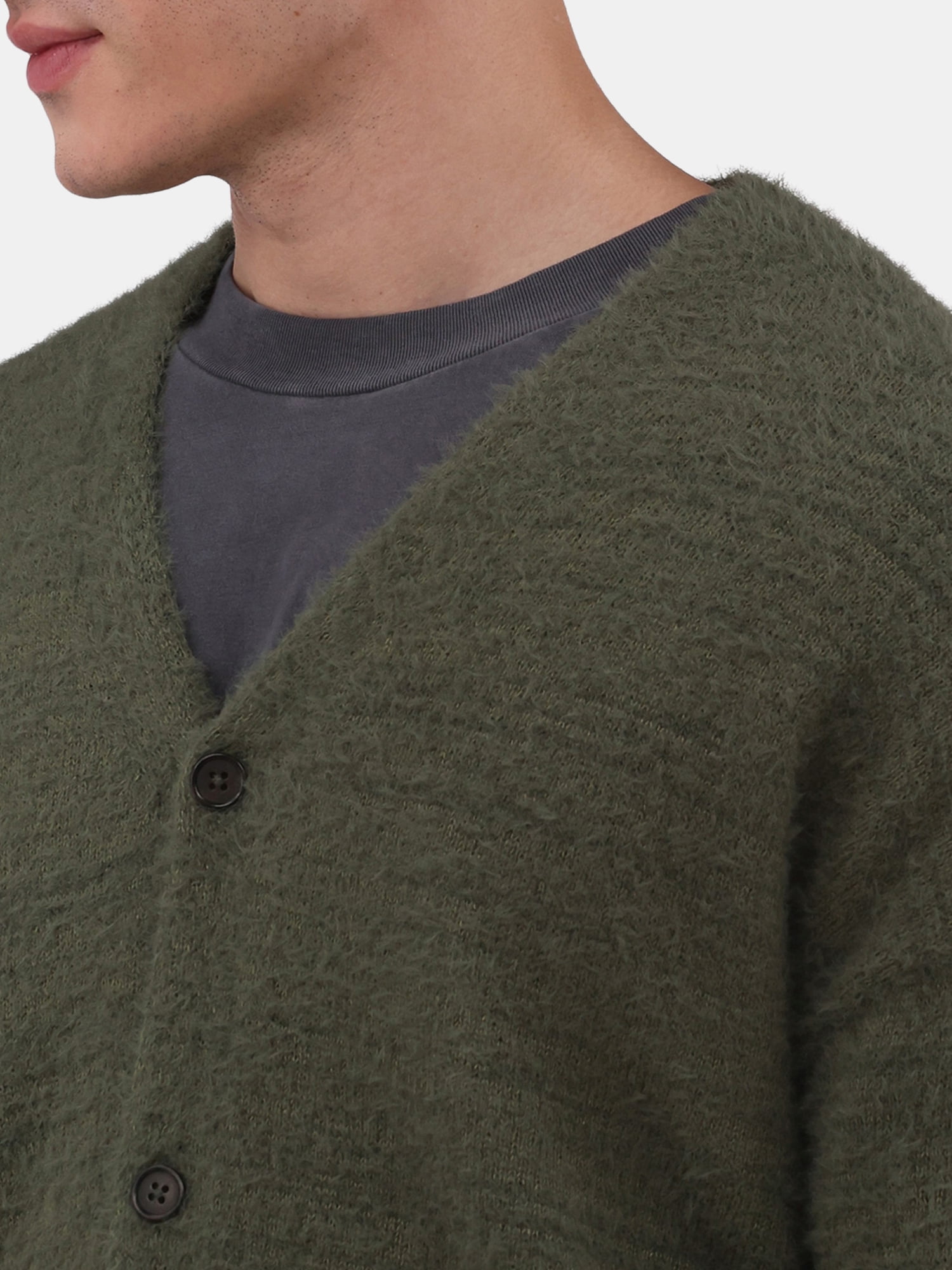 No Boundaries Men's Fuzzy Cardigan Sweater, Sizes XS-3XL