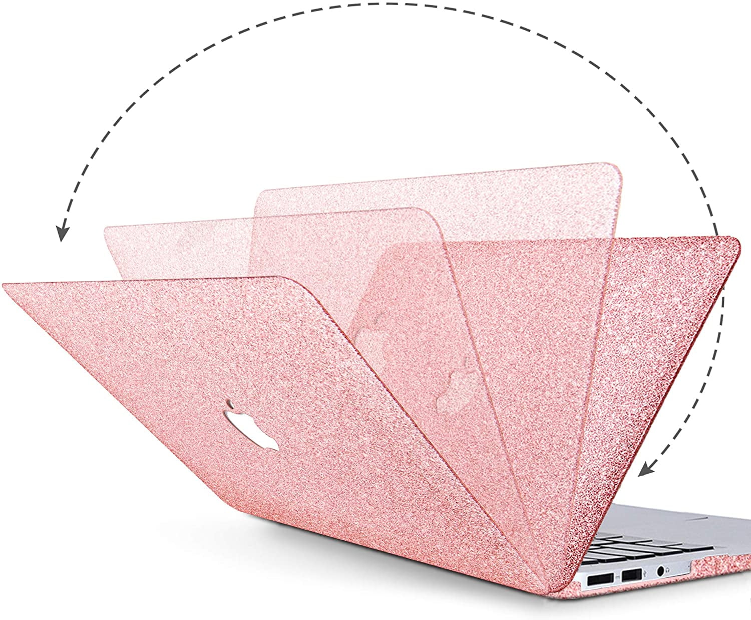 A1369 & A1466 MacBook Air 13 inch Case,Anban Glitter Bling Smooth Protective Laptop Shell Slim Snap On Case with Keyboard Cover Compatible MacBook Air 13 ,Shining Rose Gold 
