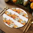thumbnail image 5 of Fall Round Placemats Set of 4 Harvest Orange White Pumpkin Place Mats Thanksgiving Woven Placemat Pine Cones Maple Leaf Circle Braided Table Mat for Kitchen Dining Table Party Home Decor 15 Inch, 5 of 9