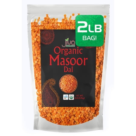 Jiva Organics Organic Masoor Dal Red Lentils, Split, 2 Lb