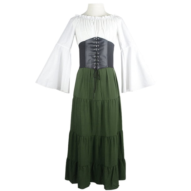 Vestido largo Victoria Vestido europeo y americano de manga larga Túnica renacentista Vestido medieval