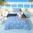 thumbnail image 3 of Manfei Vintage Anchor Twin Comforter Sets for Kids Boys and Girls, Blue WhiteNautical Theme Bedding Set, Navy Reversible 2pcs, 1 Comforter and 1 Pillowcase, 3 of 6