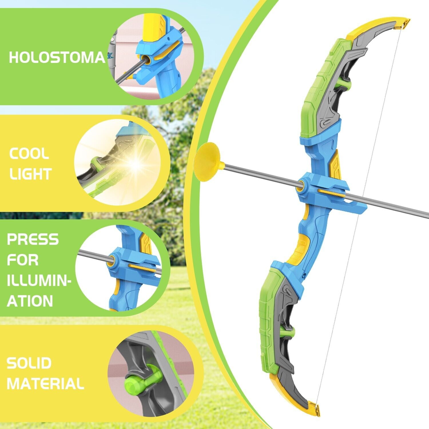 LED Lighting Bow and Arrow Set for Kids, 10 Suction Cup Arrows with Target & Adjustable Strap Quiver, Safe Archery Toy for Indoor Outdoor Games, Gift for Boys and Girls