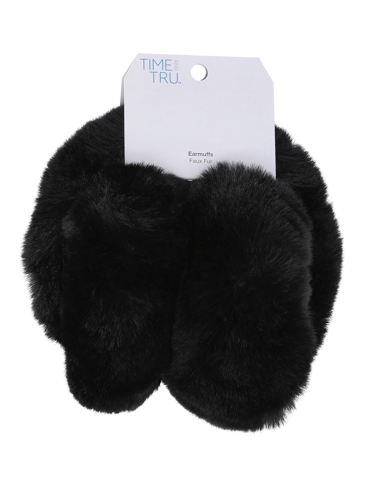 Time and Tru Women's Faux Fur Earmuffs, One Size, Black