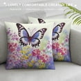 thumbnail image 3 of Fenyluxe Butterfly Flowers Blue Sky Pillow Covers Zipper Closure Short Plush 1PC Indoor Outdoor Sofa Couch Decor 18x18in, 3 of 5