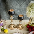 thumbnail image 2 of BalsaCircle 2 Pieces 7" 11" Gold Black Metallic Candle Holders Centerpieces Crystal, 2 of 6