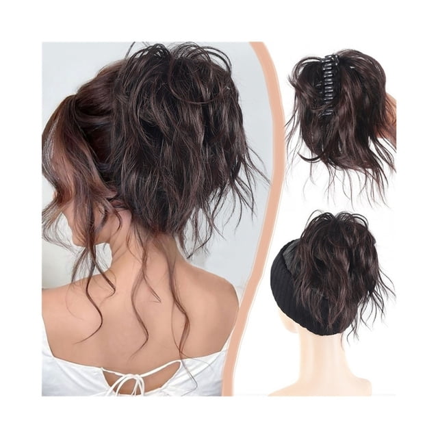 Pince à Griffes Pièce de Cheveux Synthétiques Chignon Ondulé en Vrac Extension de Cheveux Queue de Cheval