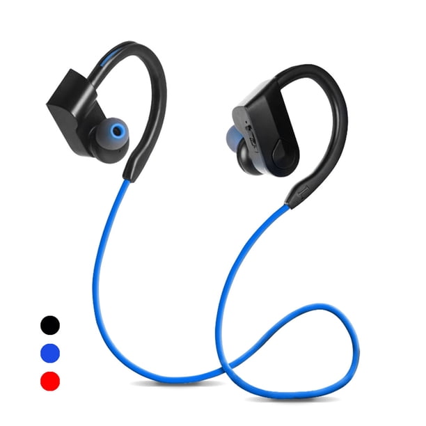 Methold Auricular Auricular inalámbrico en la oreja Auricular deportivo estéreo compatible con Bluetooth Auricular recargable, negro Cables de audio/vídeo azul