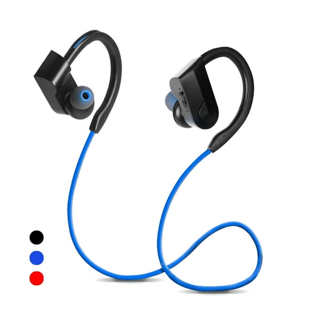 Methold Auricular Auricular inalámbrico en la oreja Auricular deportivo estéreo compatible con Bluetooth Auricular recargable, negro Cables de audio/vídeo azul