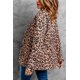 thumbnail image 1 of ABPHQTO Abrigo de leopardo con cordón y cremallera con cuello de solapa marrón para mujer, 1 of 5