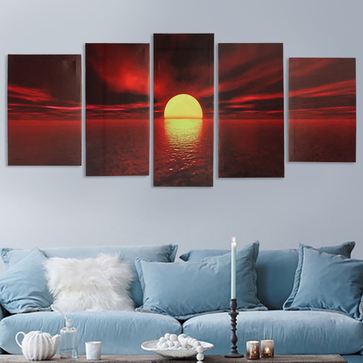 Modern Sunrise Canvas Prints 5 Piece Framed Wrapped Landscape Artwork Ocean Sea Beach Pictures Paintings On Canvas Wall Art For Living Room Bedroom Home Walmart Canada