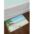 thumbnail image 2 of Nature Scene Bath Mat, Cartoonish Graphic Beach with Palm Deck Chair Umbrella and Ocean, Plush Bathroom Decor Mat with Non-Slip Backing, 29.5" X 17.5", Pale Blue and Multi-color, by Ambesonne, 2 of 2