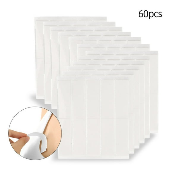 60Pcs Double Sided Body Tape Clear Clothes Tape Transparent Beauty Tape for Clothing Body Dress