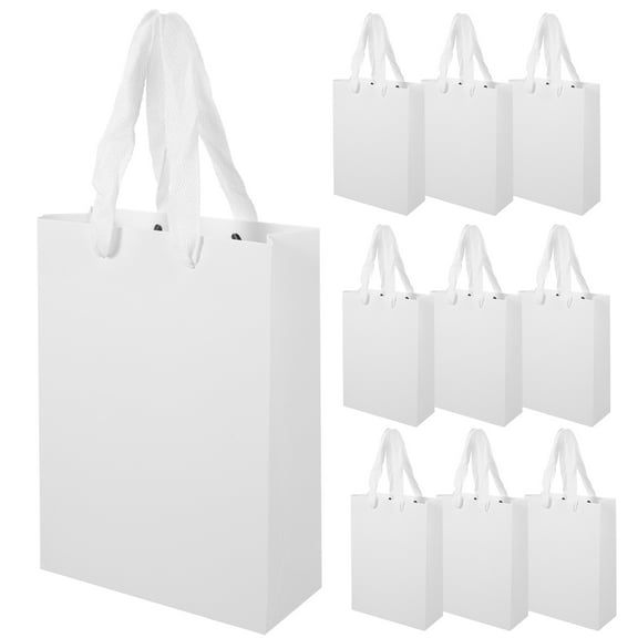 unbranded  10 Pcs Solid Color Shopping Bag Baggies Paper Grocery Bags White