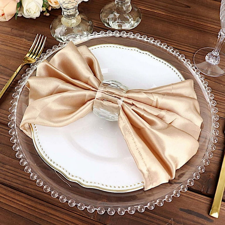 Satin Party Table Cloth Napkins, 20-Inch, 6-Count - Rose Gold