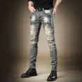 thumbnail image 2 of Pantalones vaqueros de estilo hip hop para hombre, nuevos pantalones vaqueros de estilo rockero, de verano, estilo Kpop, de lujo, estilo retro, apilados, clásicos, de alta calidad, 2 of 5