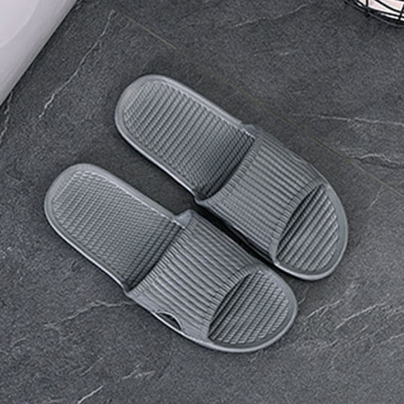 Nmnitkp Mens Slippers Non-Slip Striped EVA Bathroom Slippers Quick Dry Open Toe Shower Slides Comfortable Home Shoes For Indoor Outdoor Spring Summer Gray 40-41