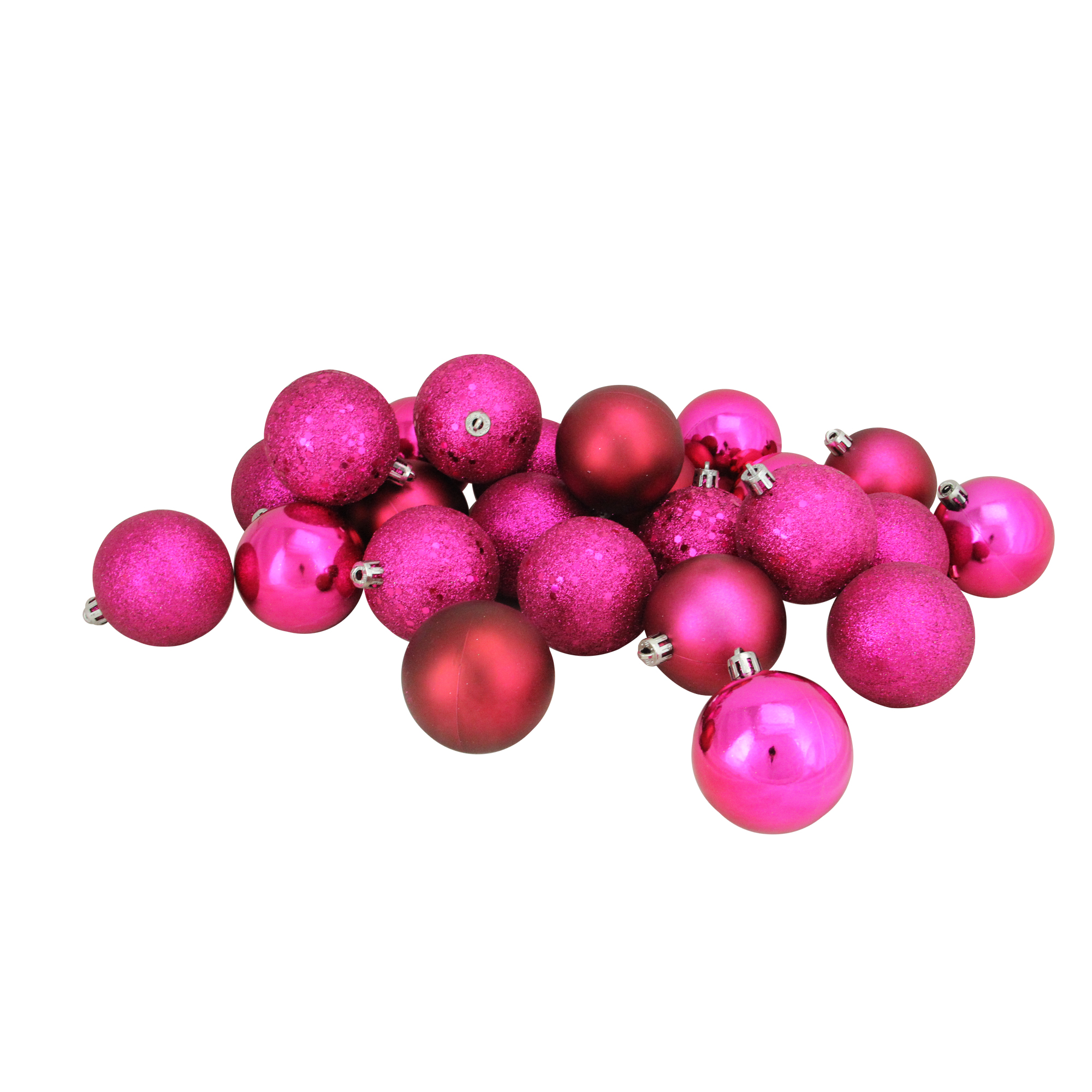 24ct Pink Magenta Shatterproof 4Finish Christmas Ball Ornaments 2.5