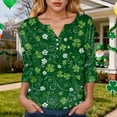 thumbnail image 4 of GEWSEY St Patricks Day Shirt Women Sequin Shamrock Graphic Tees Irish Crewneck 3/4 Sleeve Shirts Funny Saint Pattys Outfits (Dark Green, S), 4 of 9