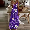 thumbnail image 2 of Odbmxy Womens Dresses Maxi V-Neck Camisole Womens Sun Dress Cute Holiday Sleeveless Floral Dresses,Purple L, 2 of 6