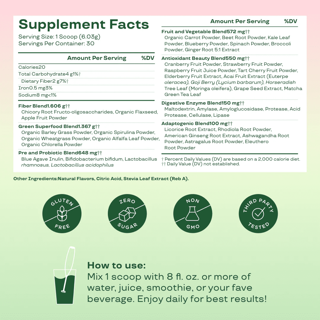 Bloom Nutrition Greens & Superfoods Powder, Strawberry Kiwi, 25 Servings