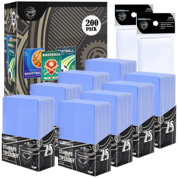Toploaders para cartas de 200 unidades con fundas suaves transparentes de 3 x 4 pulgadas