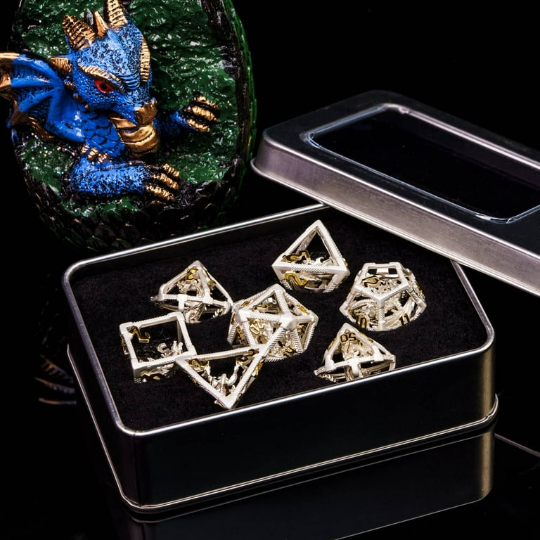 UDIXI Metal D&D Dice Set – Steampunk Pipes Design, 7-Piece Polyhedral Dice In Ancient Copper With Leather Bag