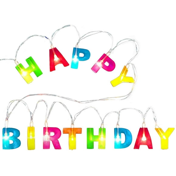Novelty Place "Joyeux Anniversaire Guirlande Lumineuse LED, Multicolore Lettres Lumineuses Décorations Suspendues pour Fête d'Anniversaire (Taille Lettre 1,2 Pouces, 3 Pieds de Long, Batterie Non Incluse)