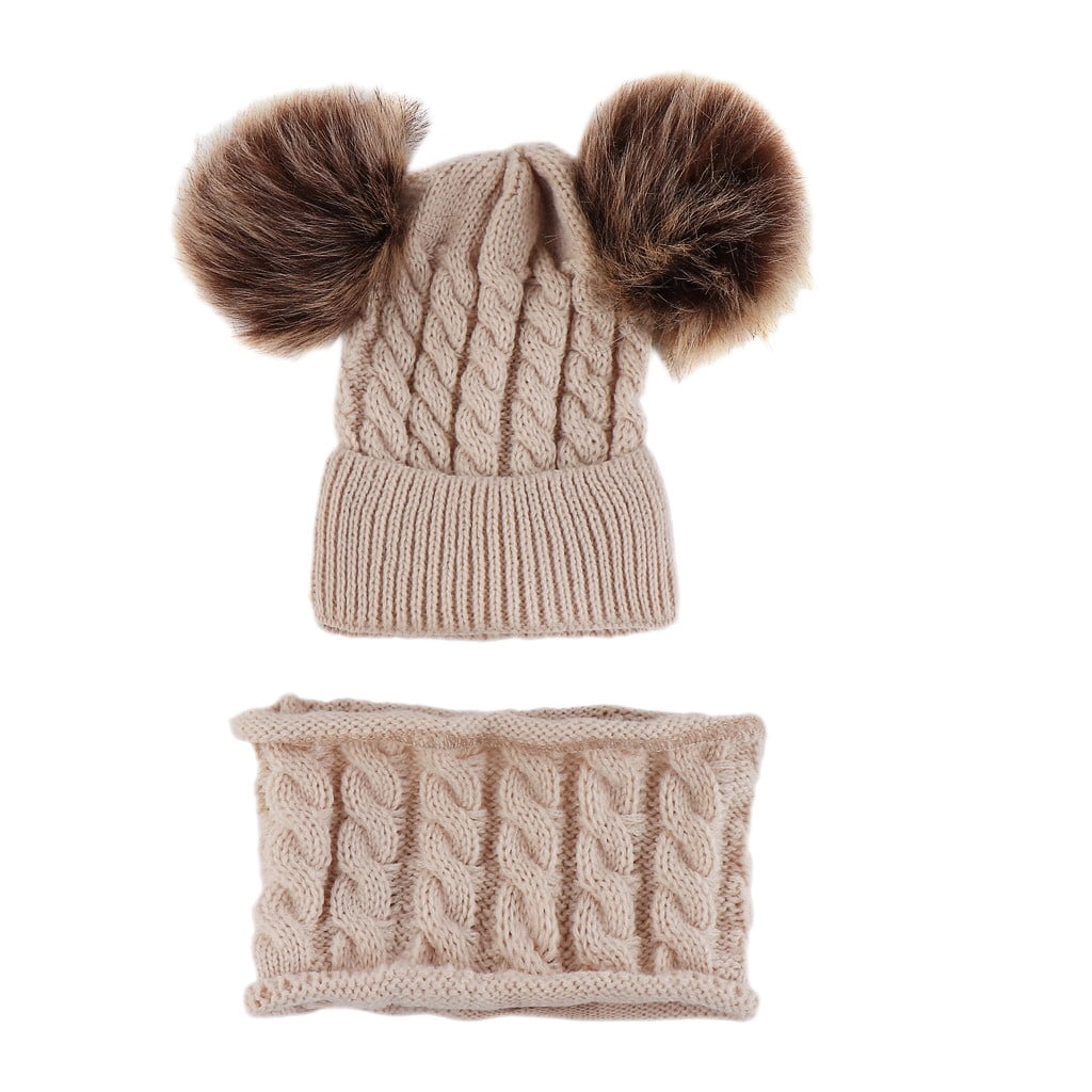 Newborn Girls Boys Kids Beanie Baby Knitted Hat Pom Pom Ball Wool Fur 