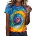 thumbnail image 2 of YOTAMI Tie Dye Tshirts for Women Trendy Casual Printed Crew Neck Tops Short Sleeve Color Graphic T-Shirt Blouses Purple, 2 of 5
