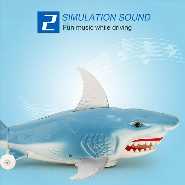 maskred Electric Shark Toy Simulation Electric Land Walking Shark Toy with  Light Music Universal Mobile Toy with Light Projection Blue 