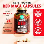 Maju Superfoods Organic Red Maca Root Capsules Energy Support 120 Count