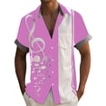 thumbnail image 2 of BUWTTED Men's Shirts Note Stripe Print Summer Short Sleeve Casual Button Down Hawaiian Beach Relaxed Loose Fit Pink Shirt XXXXL, 2 of 4